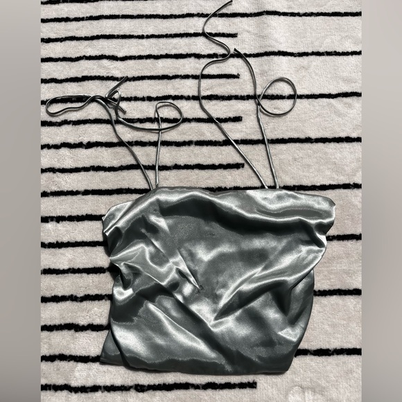 Beautiful sage green Calvin Klein silk top with strings - Picture 7 of 7